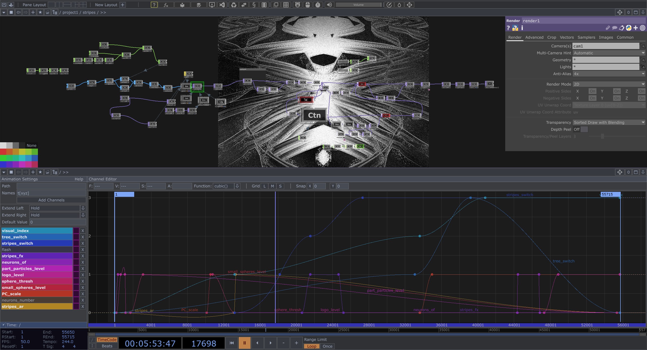 Behind the scenes — TouchDesigner network