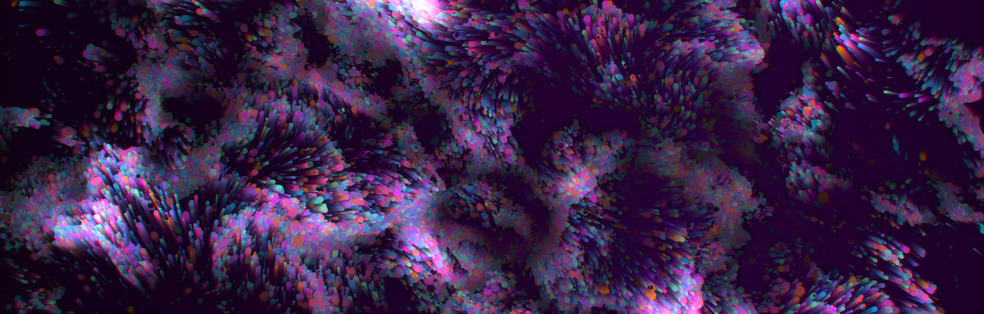 Generative particle visuals on the LED wall